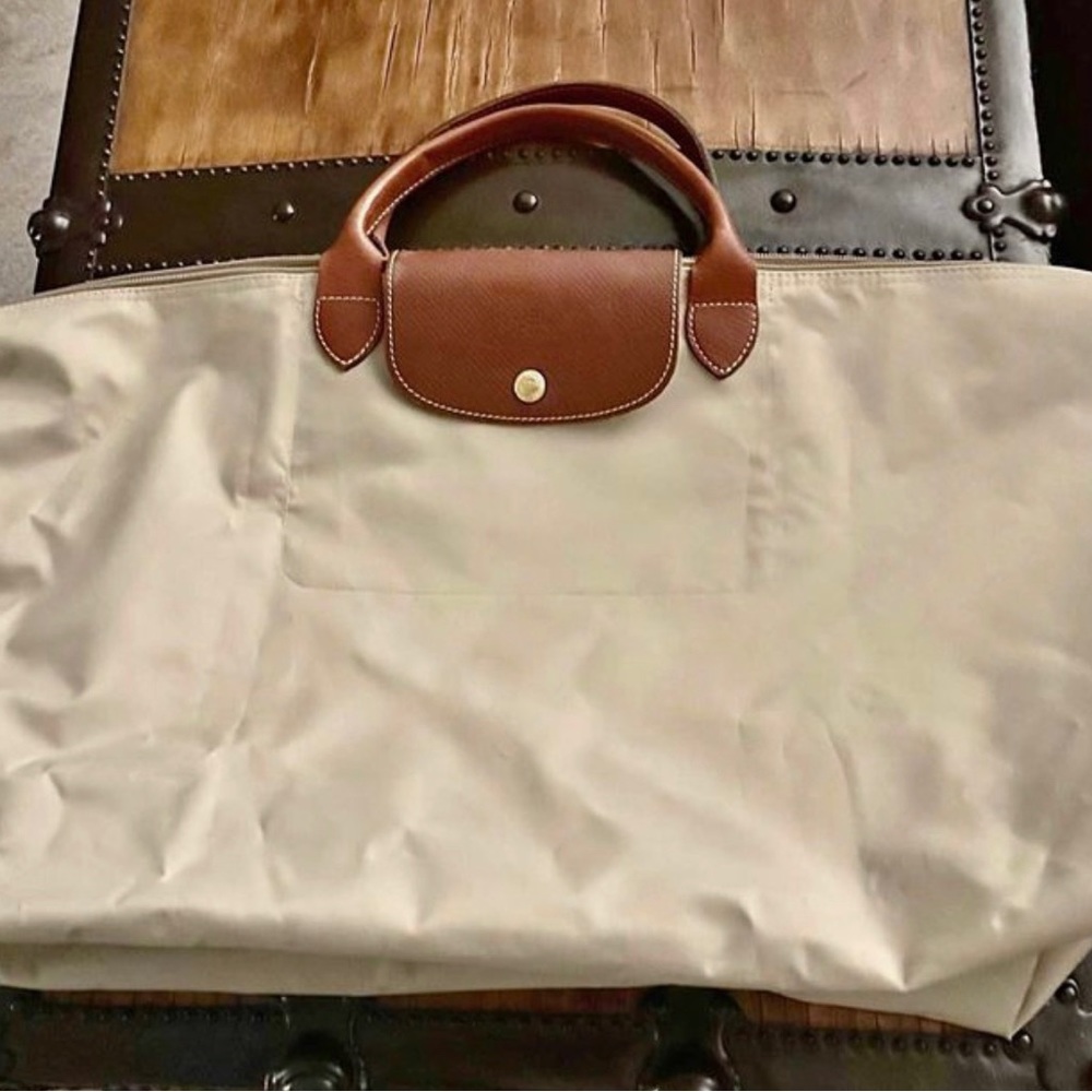 Large Longchamp Le Pliage Tote Bag in Beige